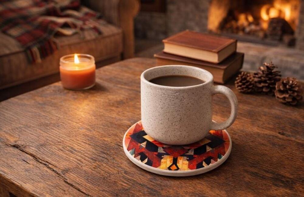 Southwest Ceramic Coasters • Geometric Southwestern Desert Pattern (Set of 4)